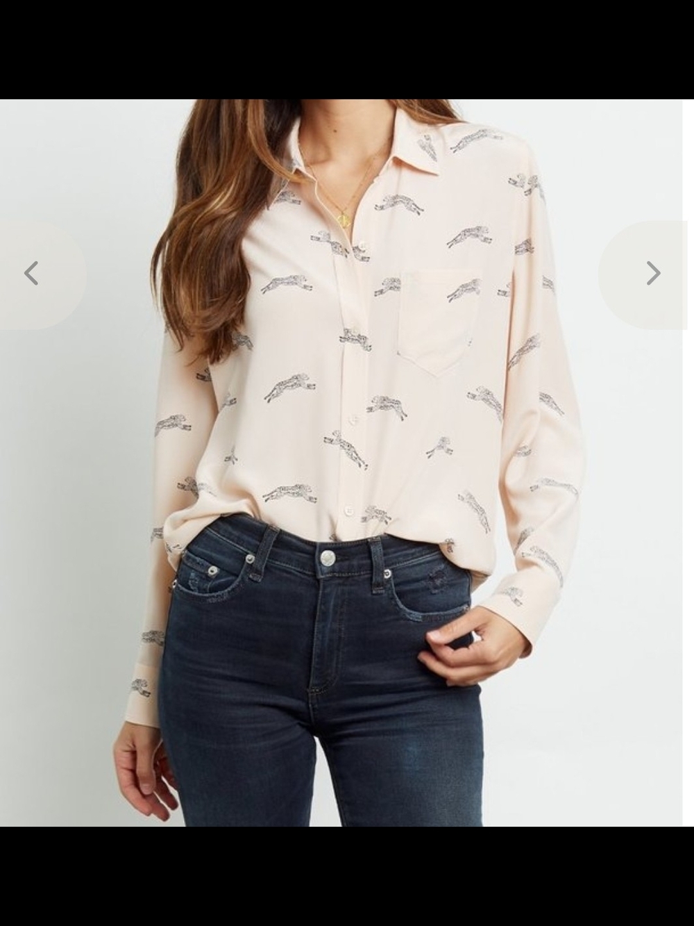 Rails Kate Cheetah-Print Button-Down Silk Shirt Size Small